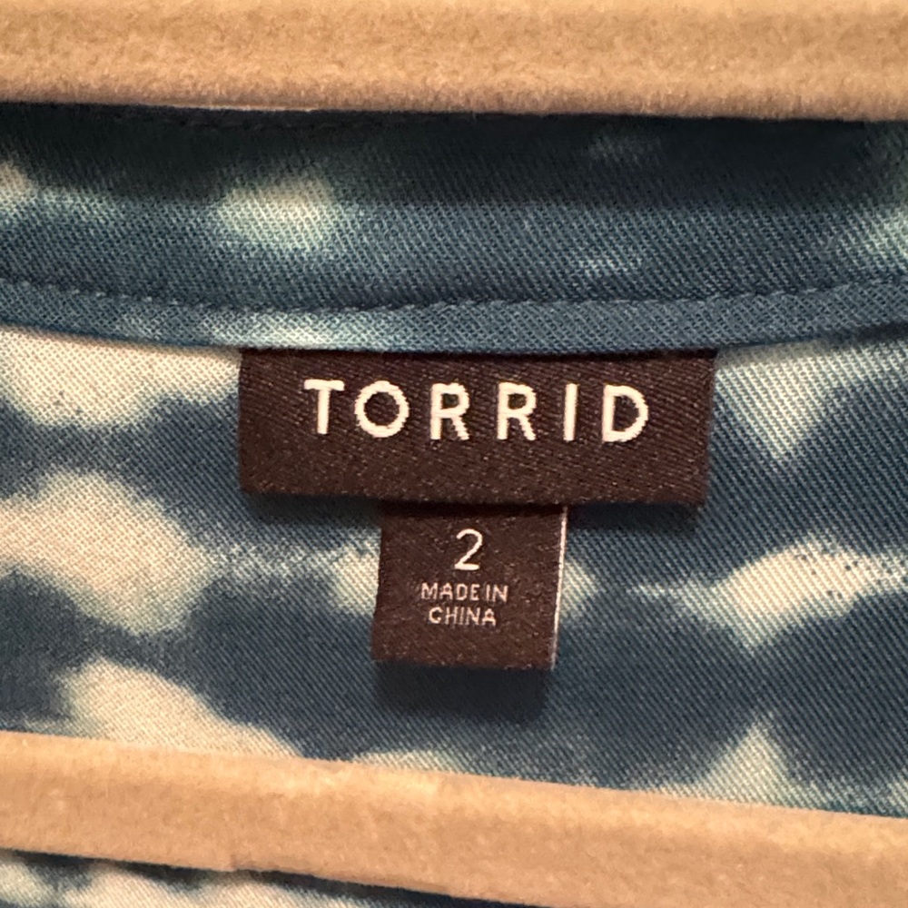 Torrid Teal and White Sleeveless Midi Dress - Picture 2 of 5